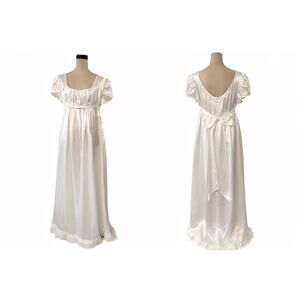 Vintage 70s Wedding Dress Medium Empire Waist Romantic Regency Victorian Boho